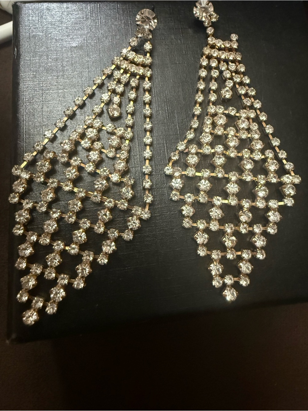 Crystal Chandelier Drop Earrings - Gold Tone